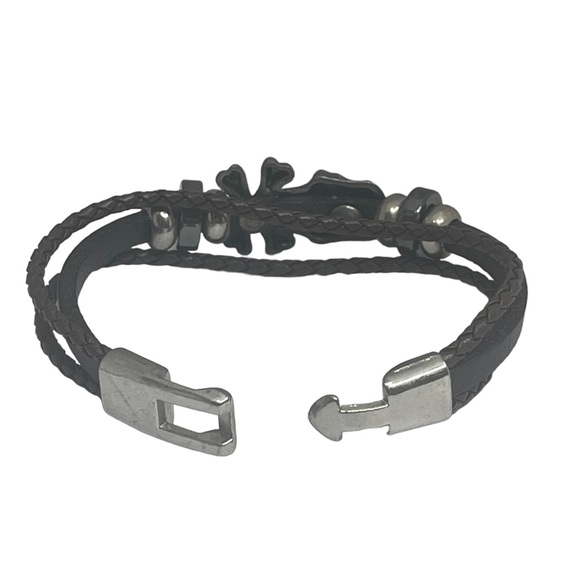 Steeltime ☠︎︎ Skull + Crossbones Braided Multi Wrap Leather ☠︎︎
Black Brown ☠︎︎ - Picture 6 of 16